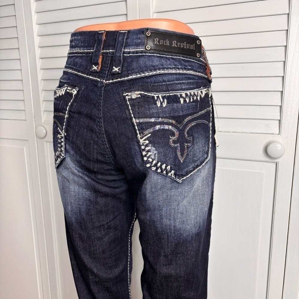 New ROCK REVIVAL Charlotte Capri Jeans Size 31 - Picture 12 of 13
